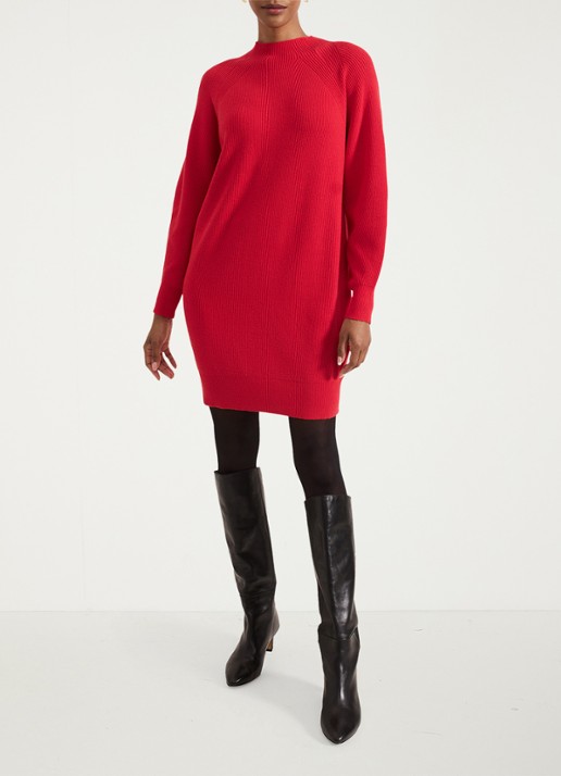Phase Eight Eliana mini fijngebreide trui-jurk   - voorkant 2 rood