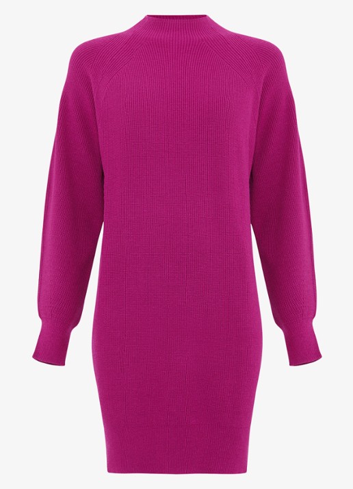 Phase Eight Eliana mini grofgebreide trui-jurk - voorkant 2 donkerroze