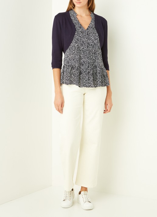 Phase Eight Elisha openvallende bolero met stretch - voorkant 3 donkerblauw