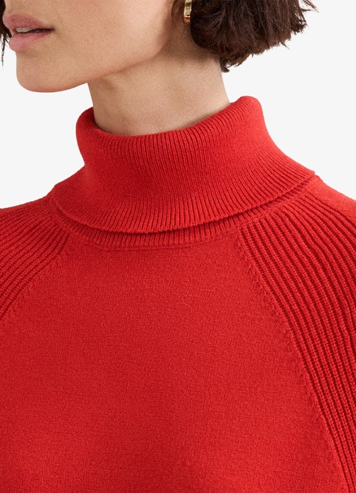 Phase Eight Ellie fijngebreide mini jurk met col  - detail 3 oranjerood