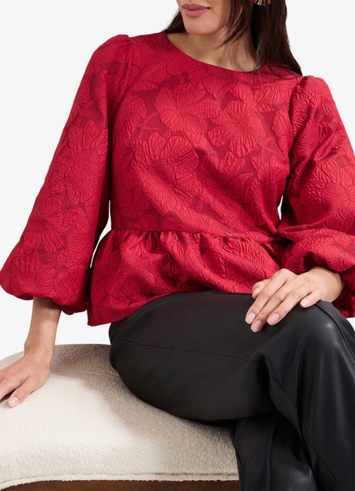 Phase Eight Ellis top met bloemenprint - detail 7 donkerrood