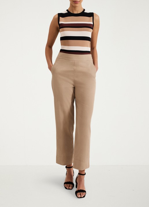 Phase Eight Ellwood high waist straight fit pantalon  - voorkant 3 camel