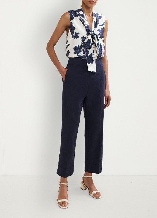 Phase Eight Ellwood high waist straight fit pantalon  - voorkant 3 donkerblauw