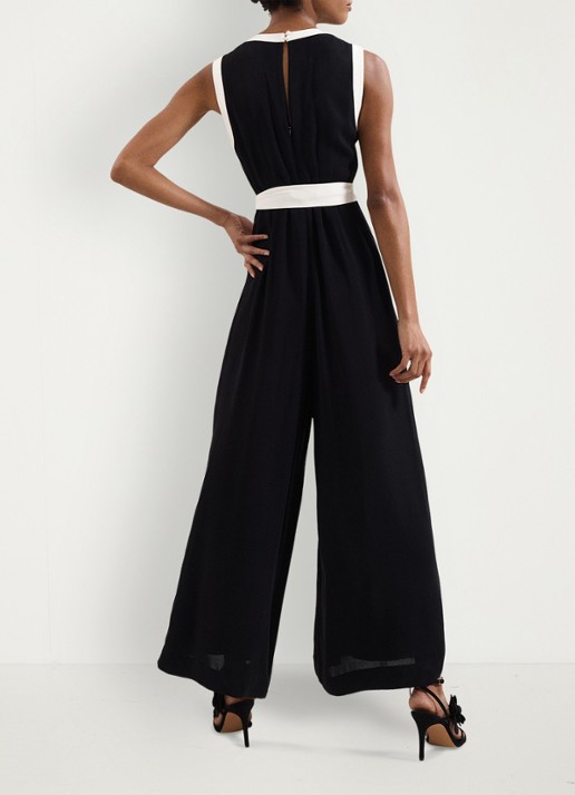Phase Eight Elowen wide fit jumpsuit net strikceintuur - achterkant 7 zwart