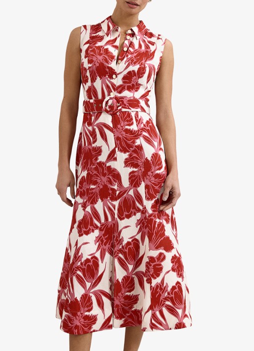 Phase Eight Elspeth midi jurk met bloemenprint - detail 3 rood