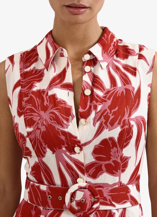 Phase Eight Elspeth midi jurk met bloemenprint - detail 4 rood