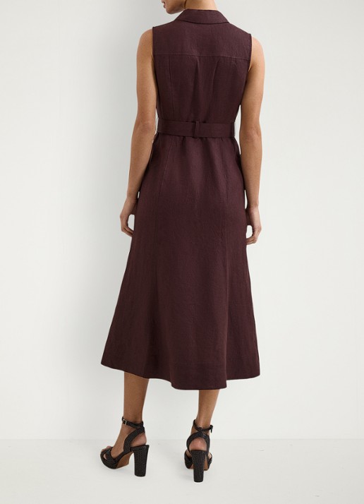Phase Eight Elspeth midi jurk met ceintuur - achterkant chocoladebruin