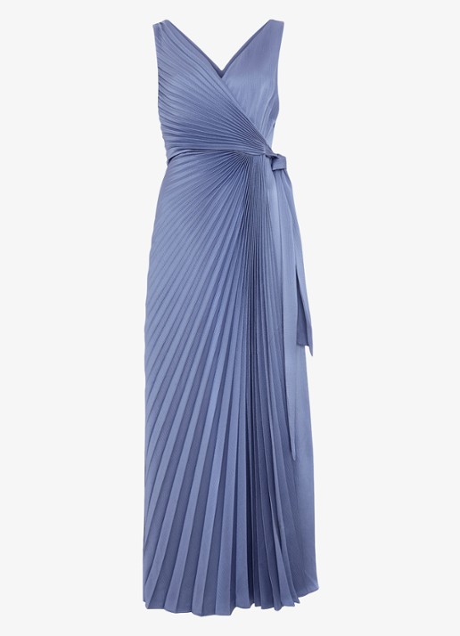 Phase Eight Emlyn maxi wikkeljurk met plooien - voorkant 7 lichtblauw