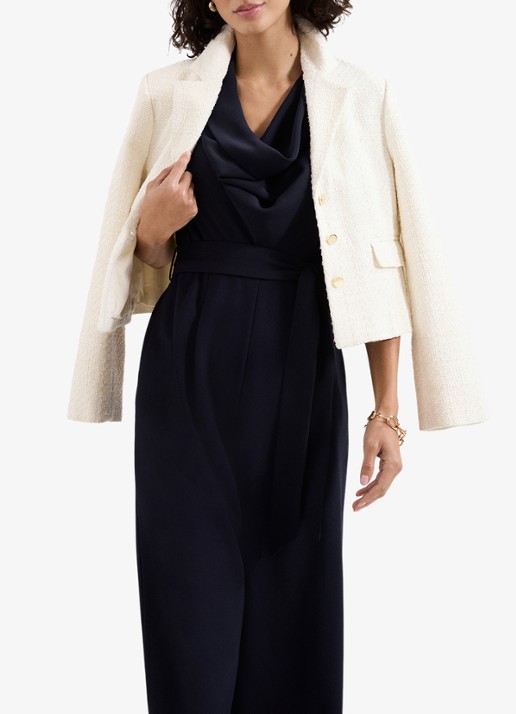 Phase Eight Emry wide fit jumpsuit met strikceintuur - detail 4 donkerblauw
