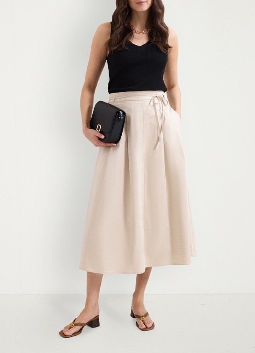 Phase Eight Erin midi rok met steekzakken - voorkant 6 creme