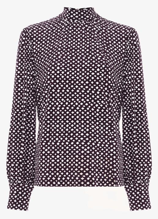 Phase Eight Esme blouse met grafische print - voorkant 6 paars