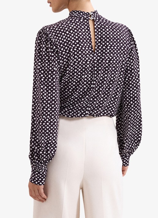 Phase Eight Esme blouse met stippenprint - achterkant 8 paars