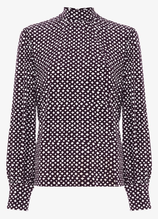 Phase Eight Esme blouse met stippenprint - voorkant 6 paars