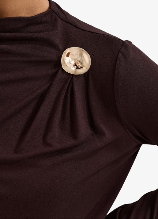 Phase Eight Etta top met plooidetail - detail 5 donkerbruin