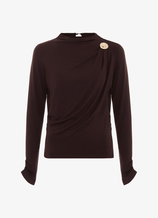 Phase Eight Etta top met plooidetail - voorkant donkerbruin