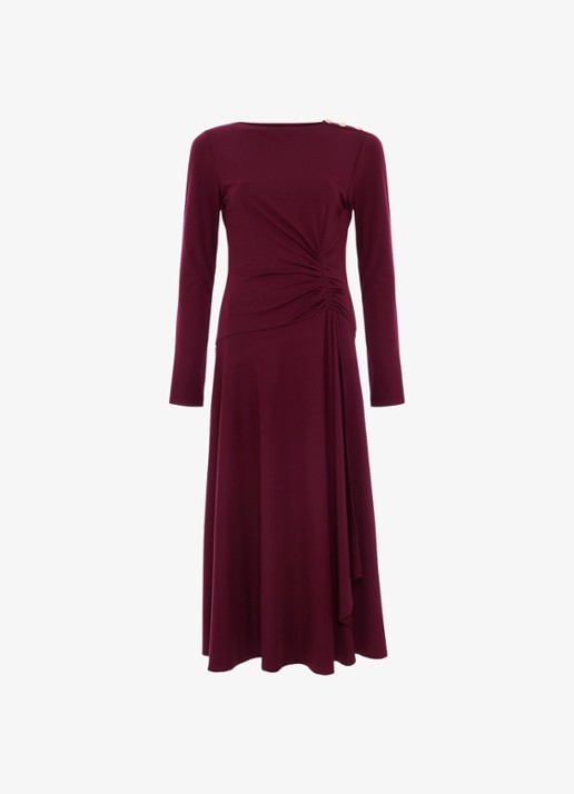 Phase Eight Eugenia midi jurk met plooien  - voorkant burgundy