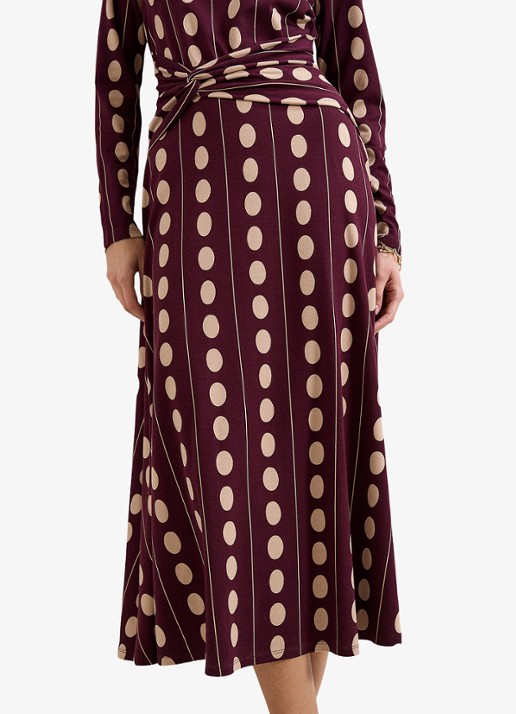 Phase Eight Eugenie maxi jurk met stippenprint - detail 3 bordeauxrood