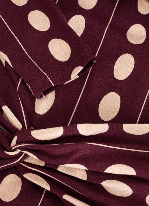 Phase Eight Eugenie maxi jurk met stippenprint - detail 5 bordeauxrood
