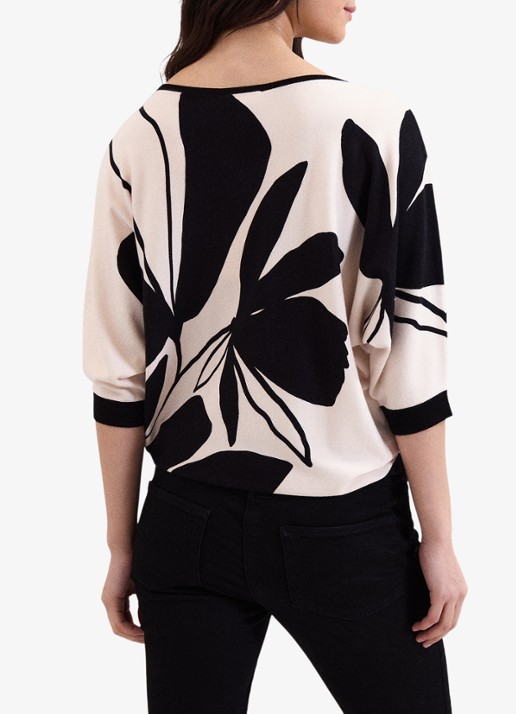 Phase Eight Faith Floral fijngebreide trui met print - achterkant zwart