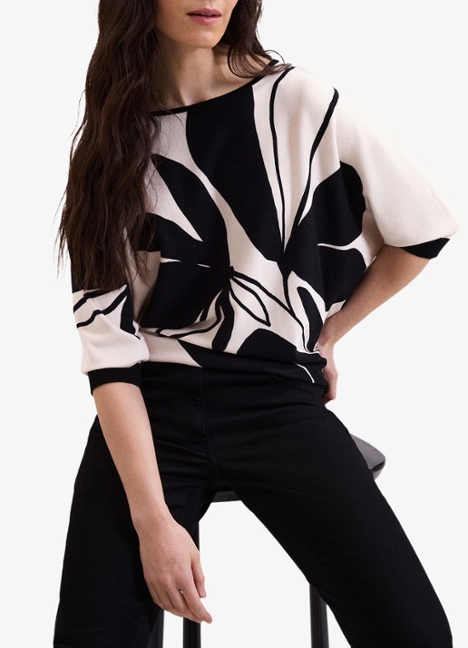 Phase Eight Faith Floral fijngebreide trui met print - detail 6 zwart