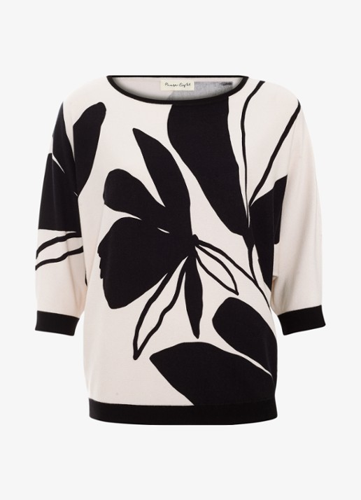 Phase Eight Faith Floral fijngebreide trui met print - voorkant 2 zwart