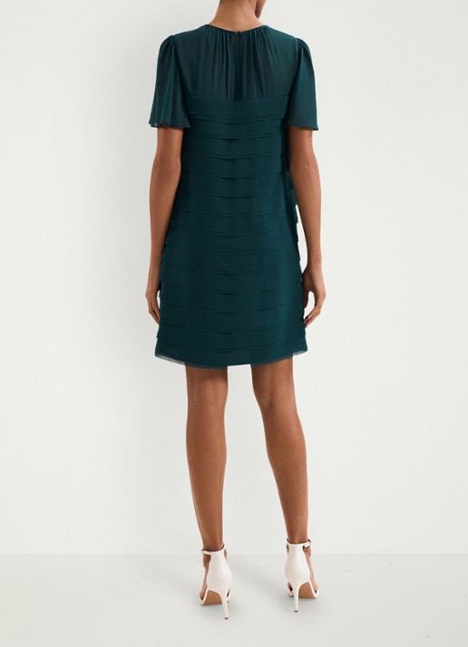 Phase Eight Fallon mini jurk met plooien - achterkant 6 zeegroen