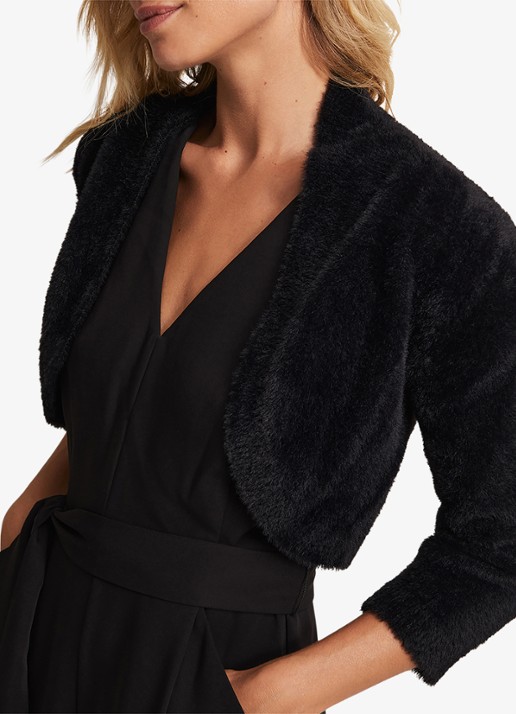 Phase Eight Fay Fluffy bolero met driekwart mouw - detail 5 zwart