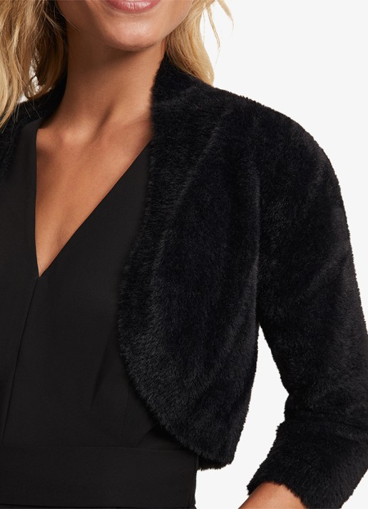 Phase Eight Fay Fluffy bolero met driekwart mouw - detail 6 zwart