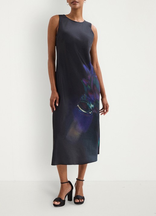 Phase Eight Felicity midi jurk met print - voorkant 8 zwart
