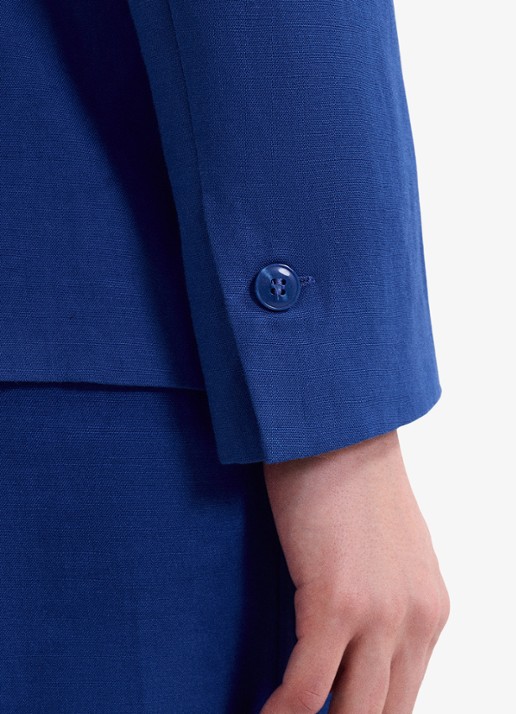 Phase Eight Floette blazer in linnenblend - detail 6 kobaltblauw