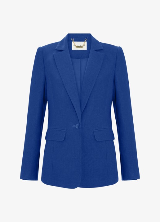 Phase Eight Floette blazer in linnenblend - voorkant kobaltblauw