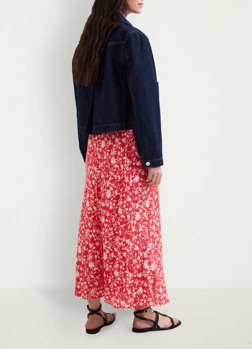 Phase Eight Floral midi rok met bloemenprint - achterkant rood