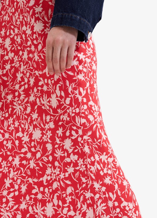 Phase Eight Floral midi rok met bloemenprint - detail 5 rood