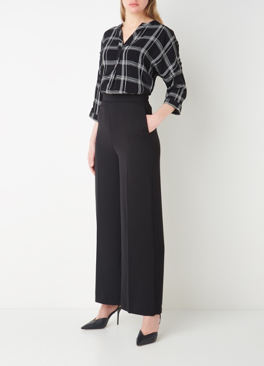 Phase Eight Florentine high waist wide fit pantalon met steekzakken - voorkant 3 zwart