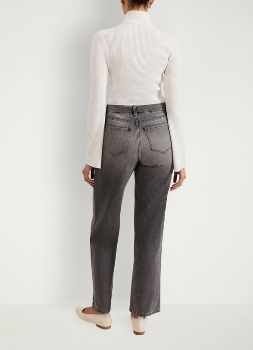 Phase Eight Frankie hiigh waist straight leg jeans met steekzakken - achterkant 6 donkergrijs