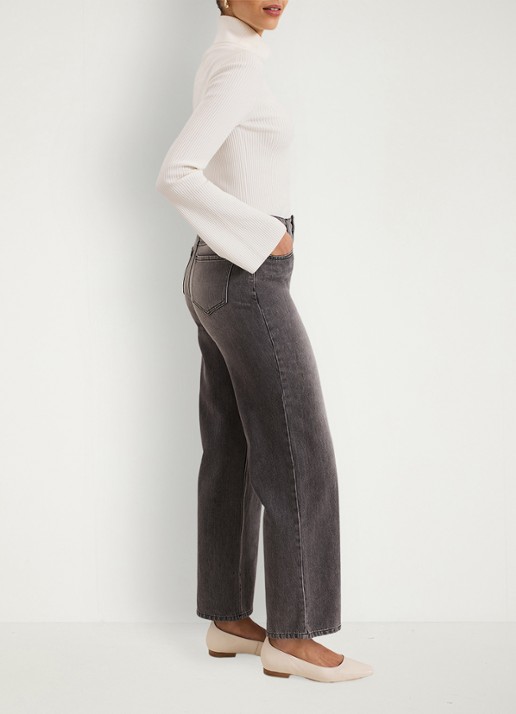 Phase Eight Frankie hiigh waist straight leg jeans met steekzakken - detail 4 donkergrijs