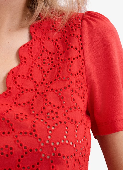 Phase Eight Freya tuniek met borduring - detail 7 oranjerood