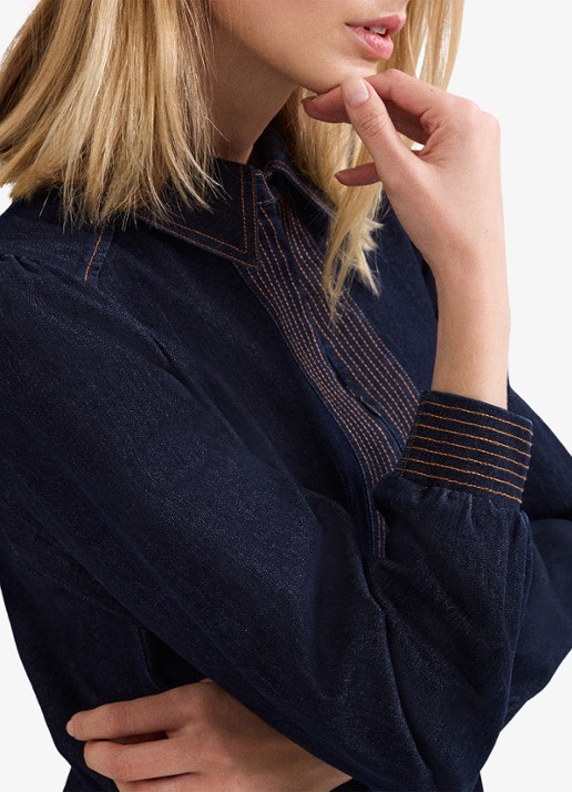 Phase Eight Gabi mini tuniekjurk van denim - detail 2 indigo