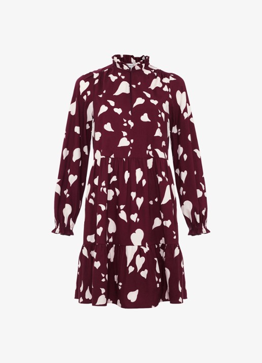 Phase Eight Gaia Heart mini tuniekjurk met print - voorkant rood