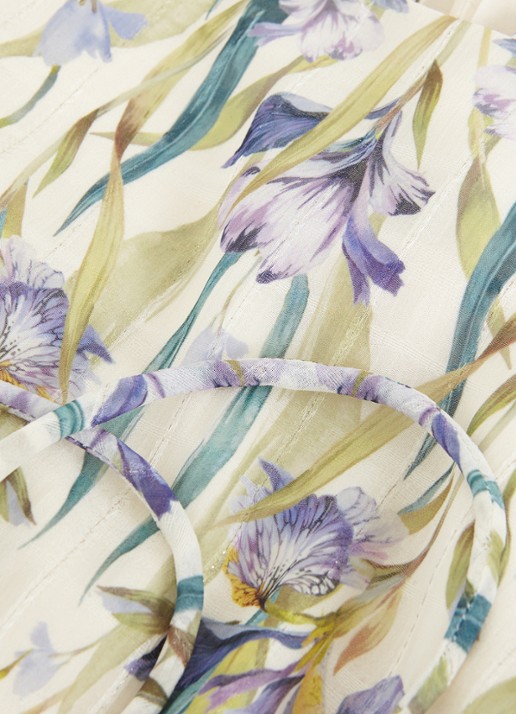 Phase Eight Georgiana mouwloze midi jurk met bloemenprint en plissé - detail 7 creme