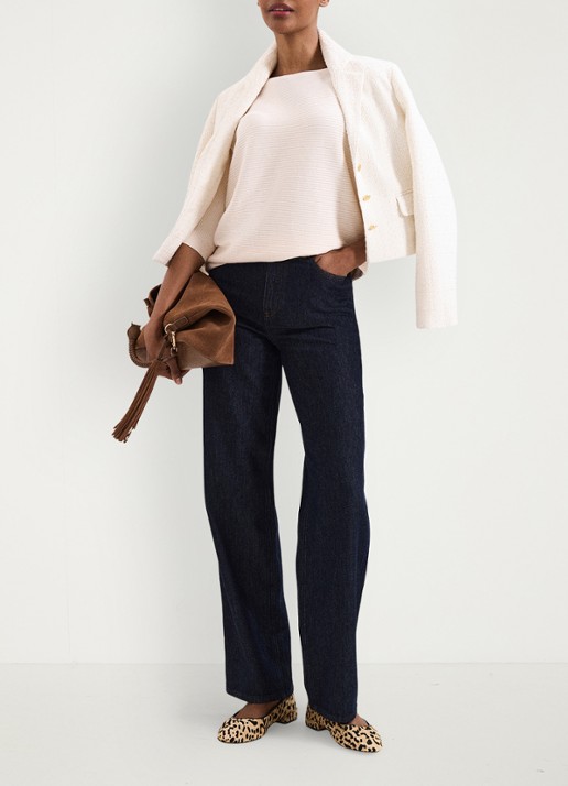 Phase Eight Giana ribgebreide trui met vleermuismouwen - detail 4 beige