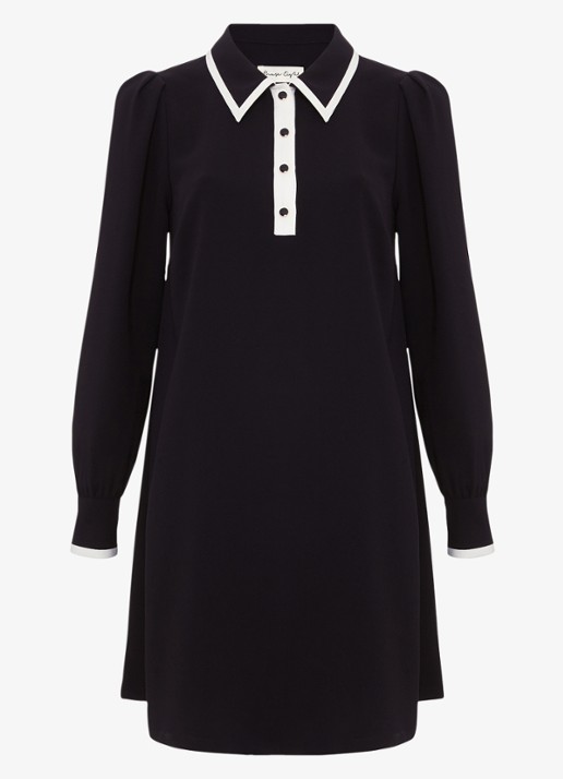 Phase Eight Gina mini jurk met ballonmouw - voorkant 7 zwart