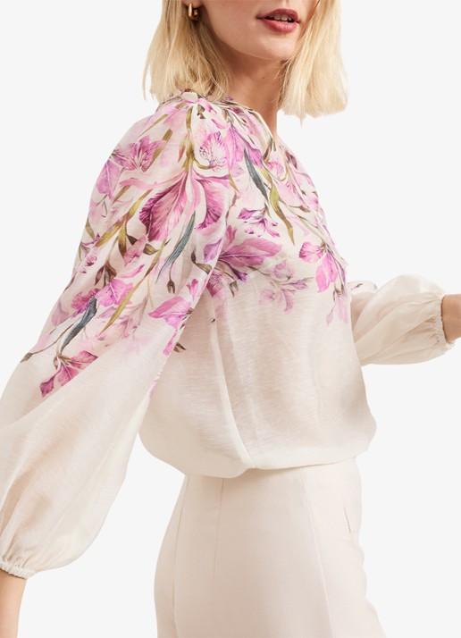Phase Eight Gisela blouse  met bloemenprint - detail 6 creme
