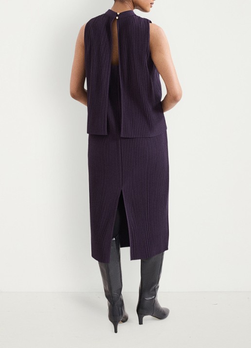 Phase Eight Gracie midi jurk met textuur 2-delig - achterkant paars