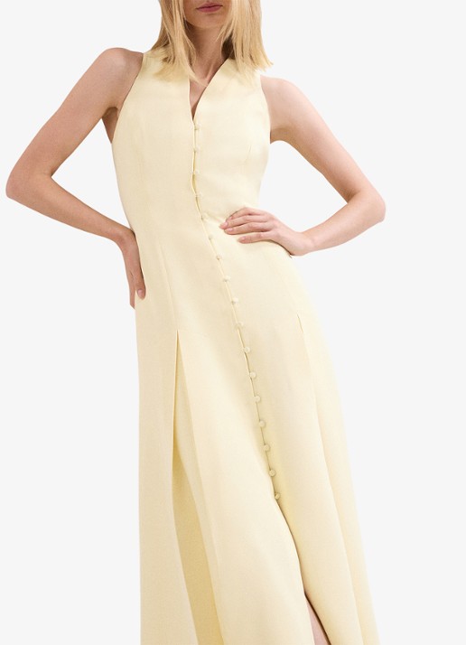 Phase Eight Greta Tux maxi jurk met plooien - detail 4 lichtgeel