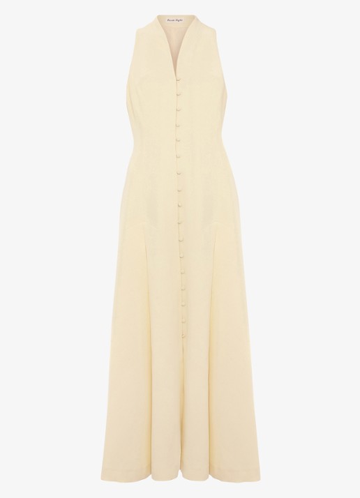 Phase Eight Greta Tux maxi jurk met plooien - voorkant 2 lichtgeel