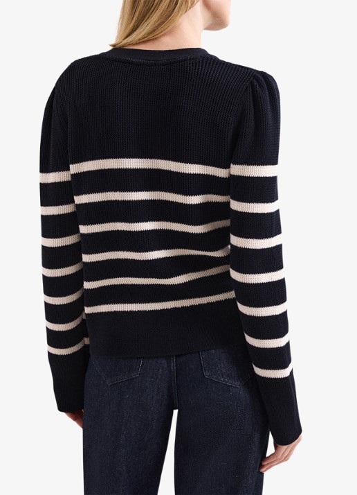 Phase Eight Grofgebreid vest met streepprint  - achterkant donkerblauw