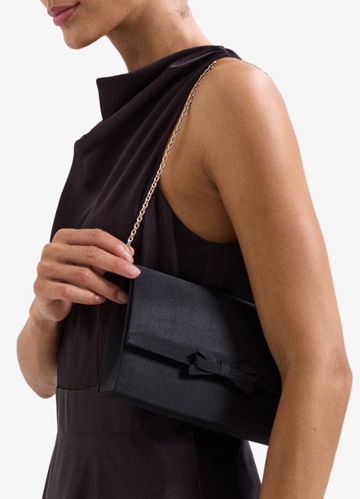 Phase Eight Grosgrain clutch met afneembare schouderriem - voorkant 2 zwart