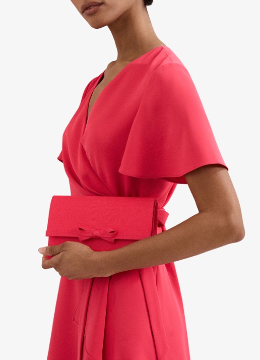 Phase Eight Grosgrain clutch met strikdetail  - voorkant 5 roze