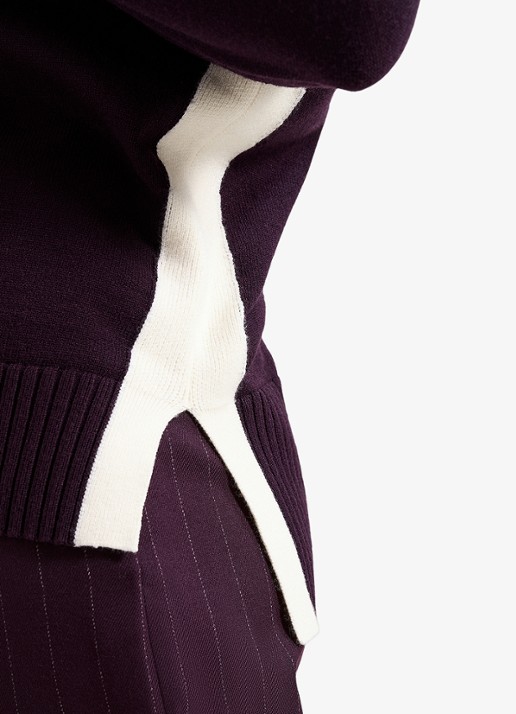 Phase Eight Hallie fijngebreide trui met gestreept detail - detail 6 aubergine